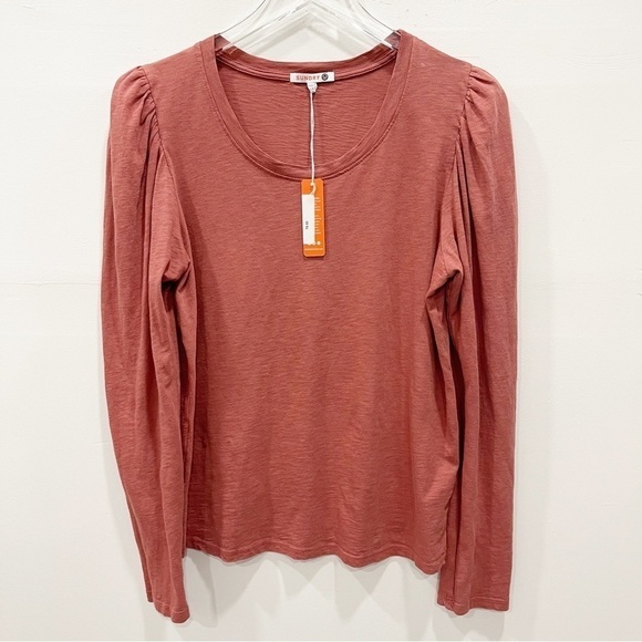Sundry Puff Shoulder Long Sleeve Tee in Brick Size 1 - Picture 1 of 8
